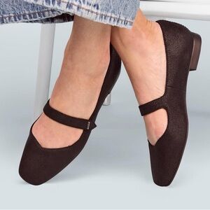 Toms Bianca Black Metallic Suede Flat